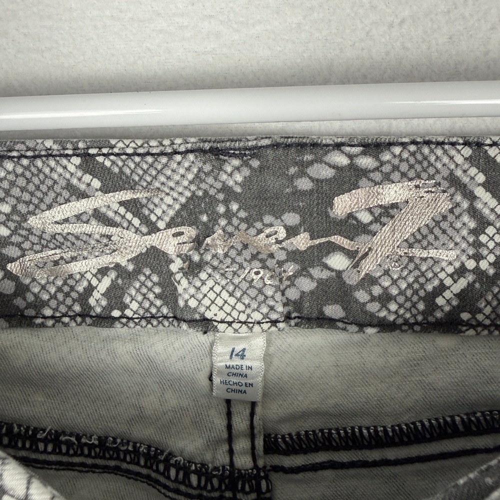 Seven7 Tummyless High Rise Skinny Jeans Womens 14 Grey Snake‎ Print Stretch - Picture 4 of 9